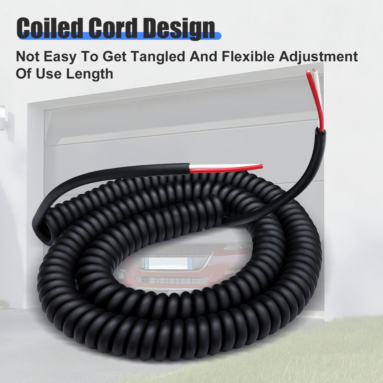 Coil Cord, 2 Conductor Wire, 18AWG/2, Retractable Spring Coiled