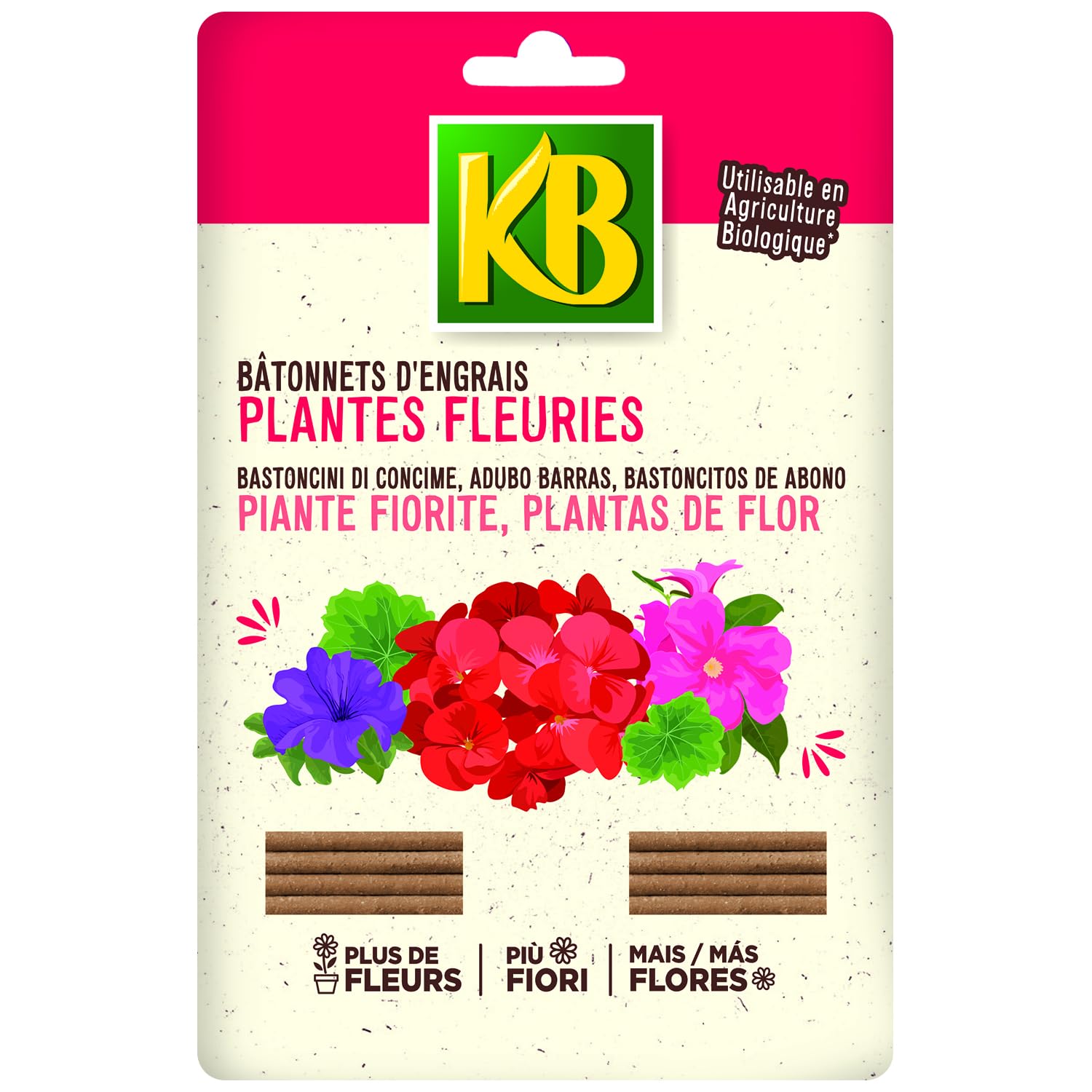 KB Bâtonnets d'engrais plantes fleuries géraniums x40