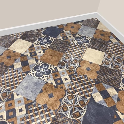 Grandismo Victorian Colour Vinyl Lino Flooring Kitchen Bathroom Waterproof Roll Sheet Anti-Slip Cushion (4m x 4m)