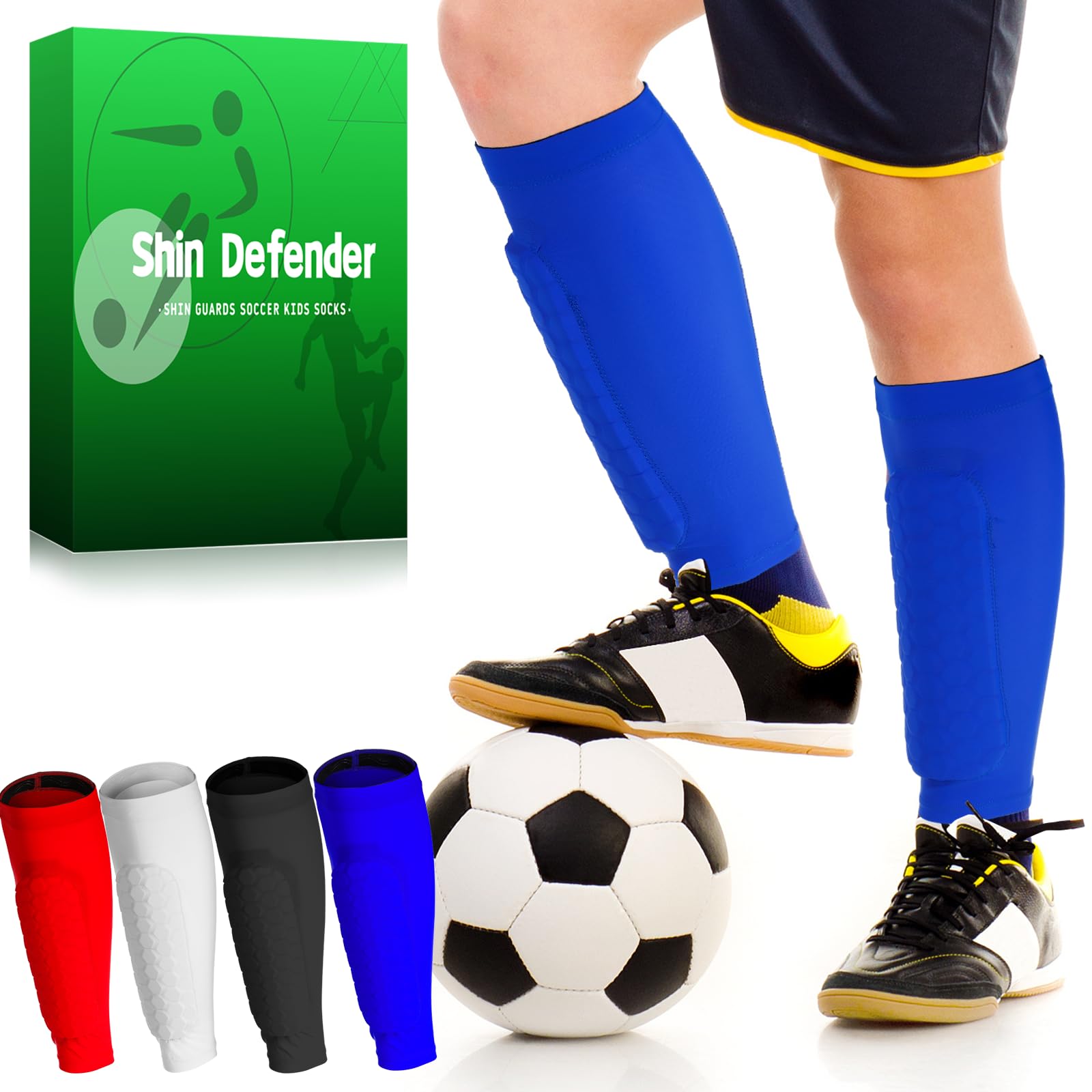 Shin Defender Kids Soccer Shin Guards for Ages 4–6, Lightweight Youth Football Shin Pads with Comfortable Fit, Protective Leg Guards for Toddlers &