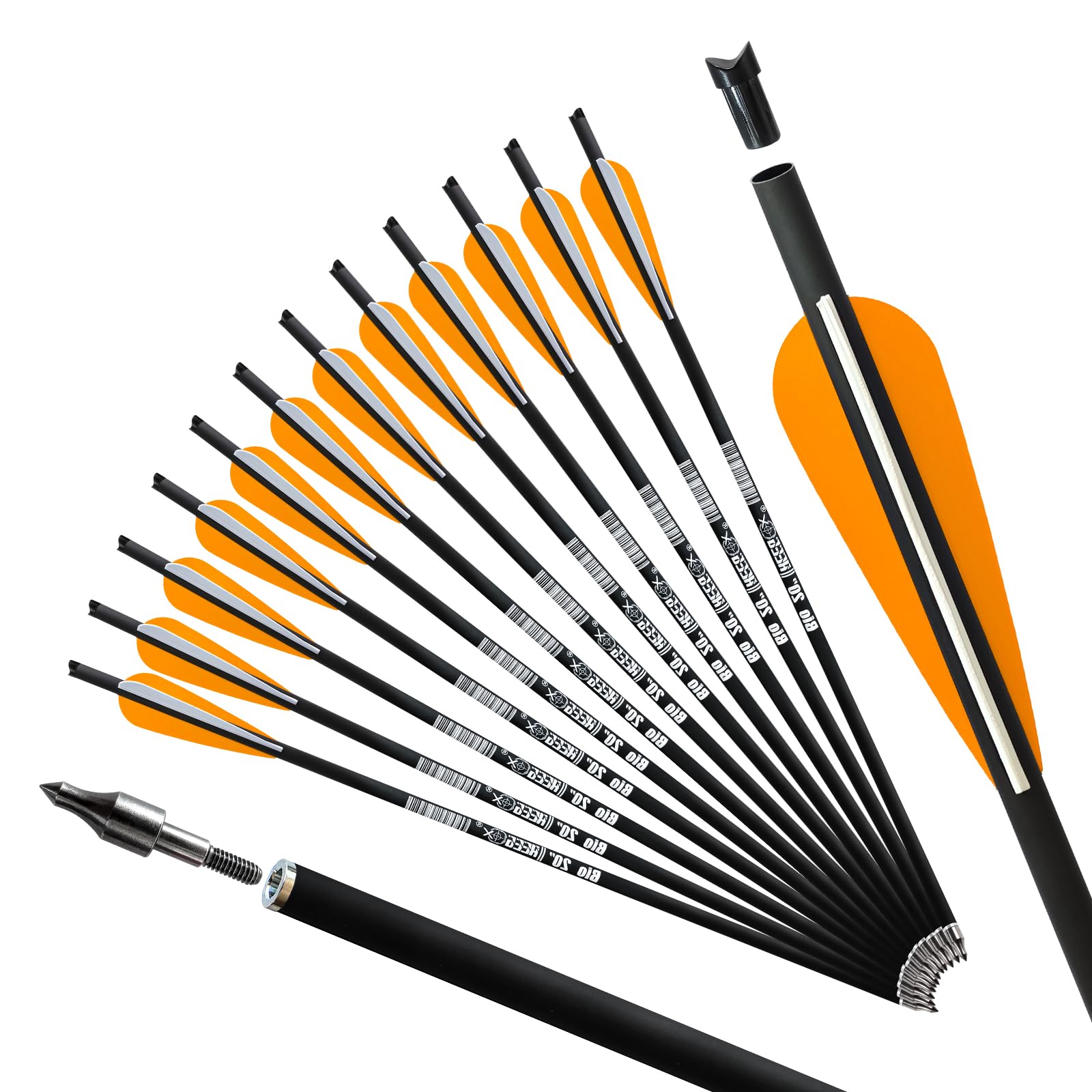 REEGOX Crossbow Bolts 16/18/20 inch Bio Crossbow Arrows with Moon Nocks and Removable Tips (Pack of 12)