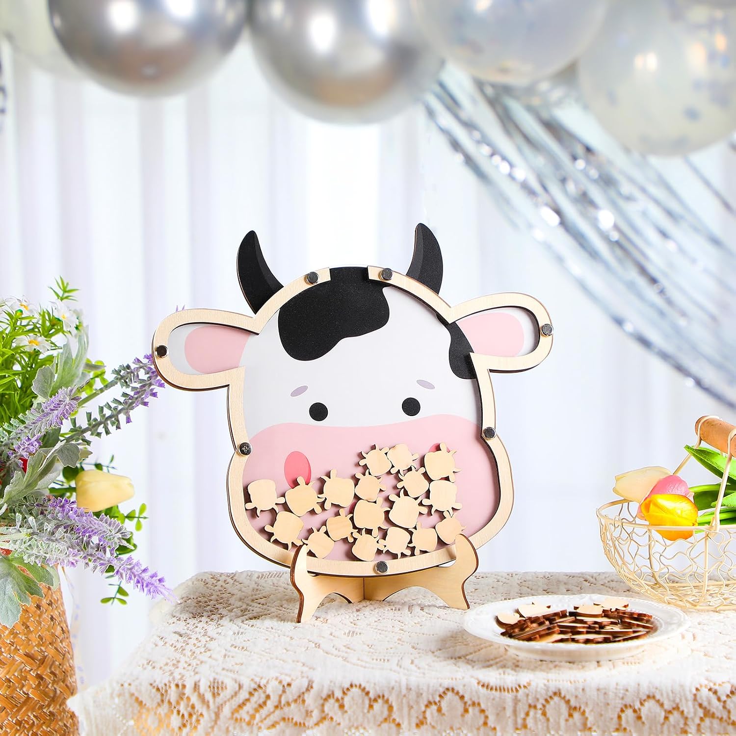 Baby Shower Guest Book Alternatives Cowboy Baby Shower Decorations Sign in Guest Book with Picture Frame and 50 Pcs Wood Slices for Farm Cow Themed Gender Reveal Name Ideals Birthday Keepsake