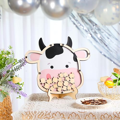 Miniatura 7 de Geelin Libro de invitados para baby shower, alternativas, libro de invitados de vaca para baby shower, libro de invitados con marco de fotos con 50