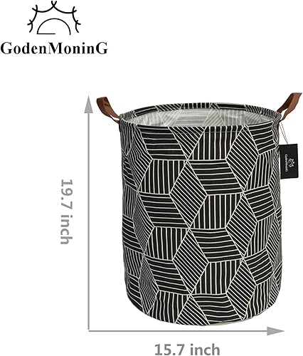 Miniatura 2 de GodenMoninG Cesta de lavandería, cesta de dormitorio, organización de cocina, impermeable y redondo de algodón y lino plegable cesta de