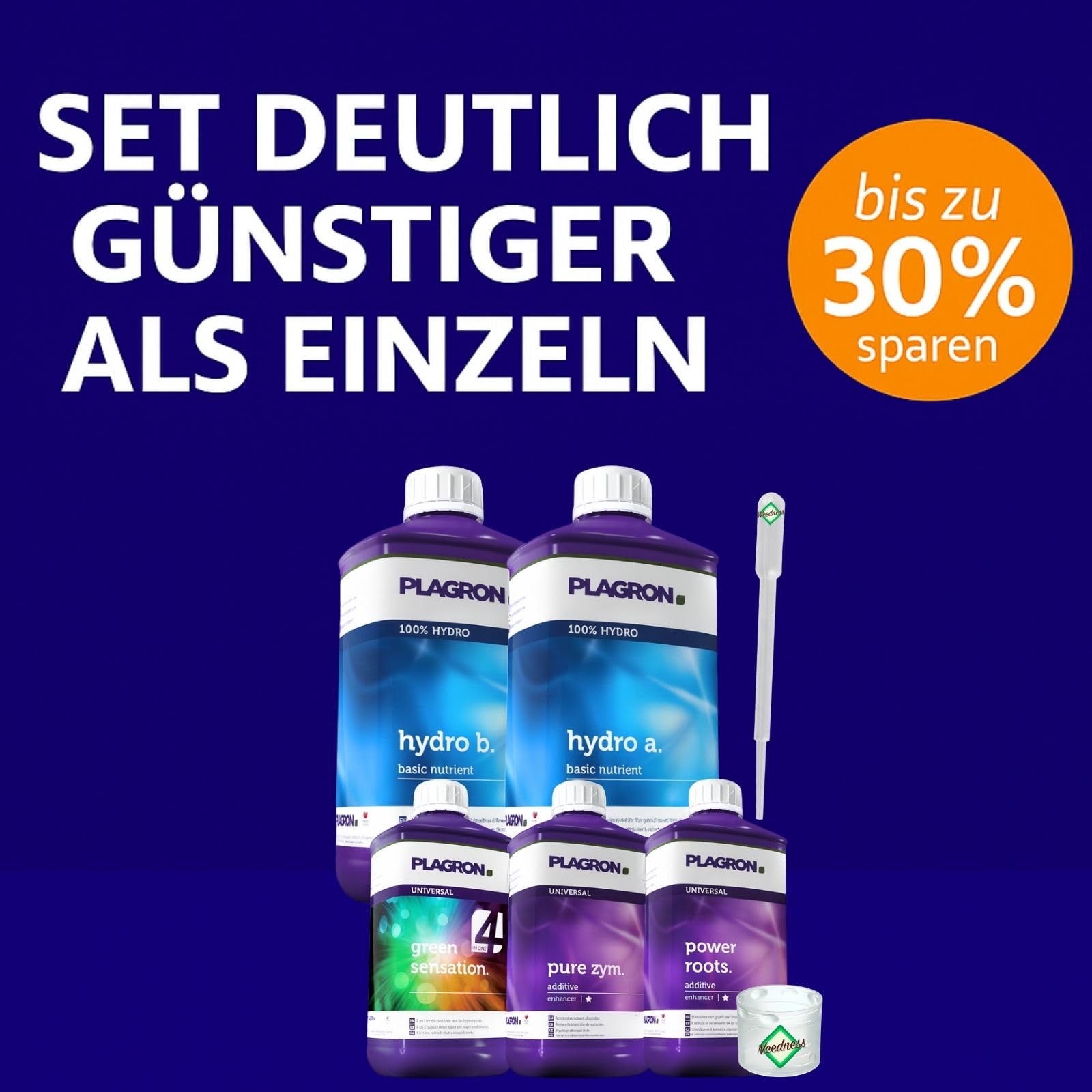 Weedness Plagron Hydro Dünger Set Basic - Grow Anbau Indoor Outdoor Bio Dünger NPK Mineralisch Flüssig