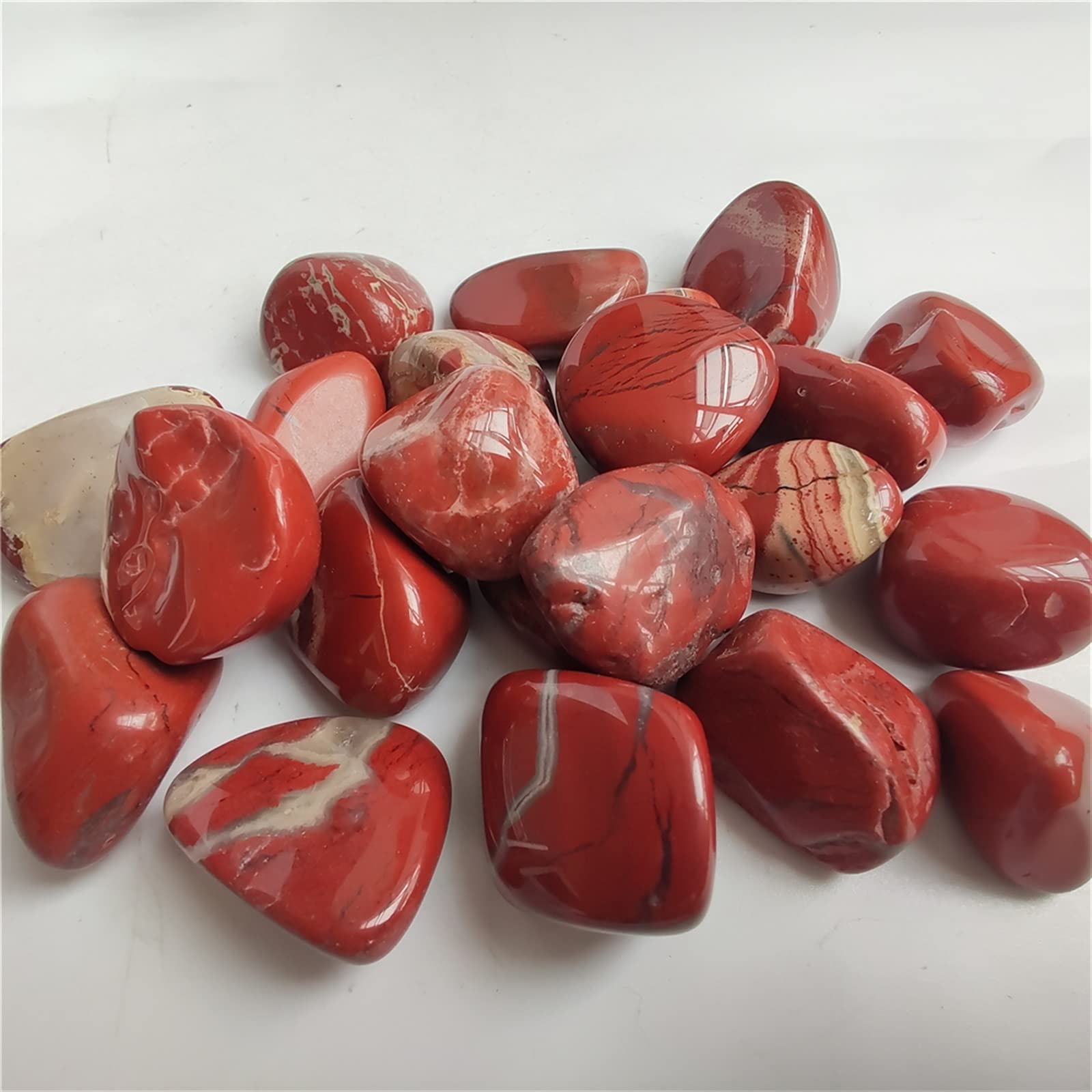 100g 20mm-40mm Diaspro Rosso Tumble Stones Pietra Lucida Pietre preziose di Cristallo Fish Tank Aquarium Decor Home Ornament Stone Decorazioni per la casa