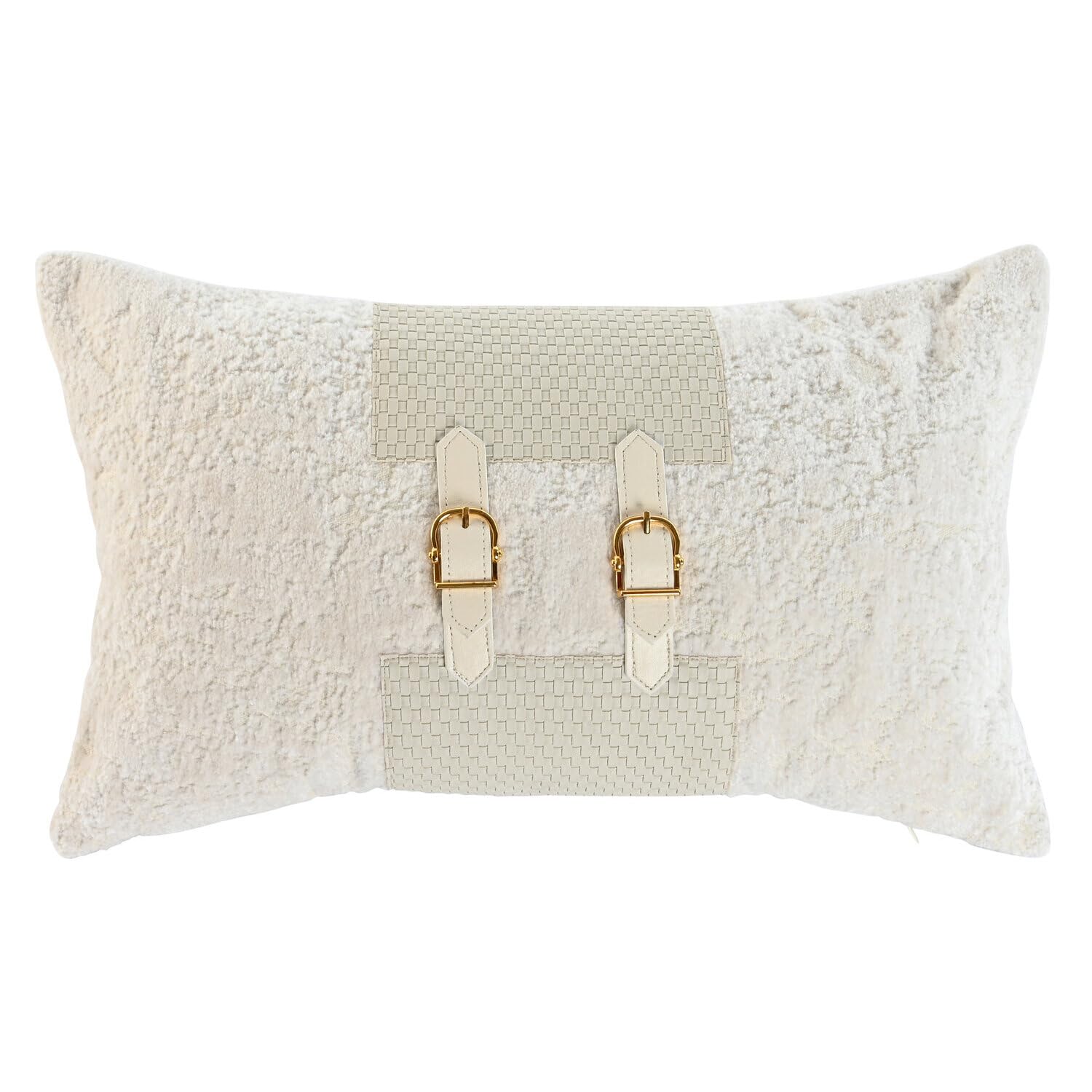 Coussin de soutien lombaire jacquard blanc 50x30 avec boucle PU confort