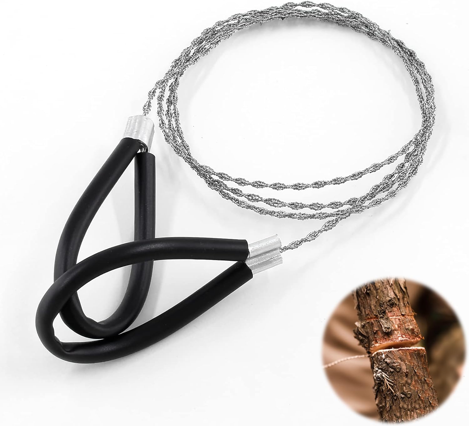 Metal Wire Saw Hand Pocket String Rope Saw Emergency Survival Saw PVC Pipe Cutting Tool for Wood Camping Hiking Hunting,Stainless Steel Cable Saw