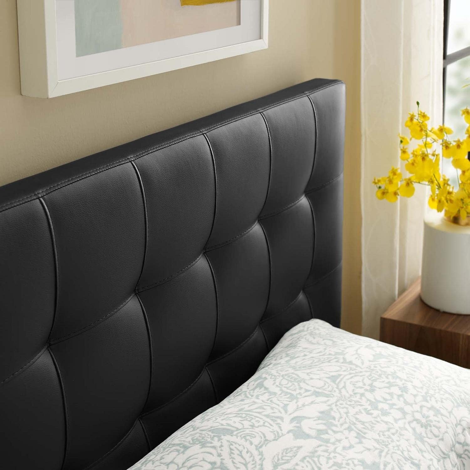 Lily Twin Upholstered Faux Leather Tufted Headboard - Sophisticated Bedroom Upgrade