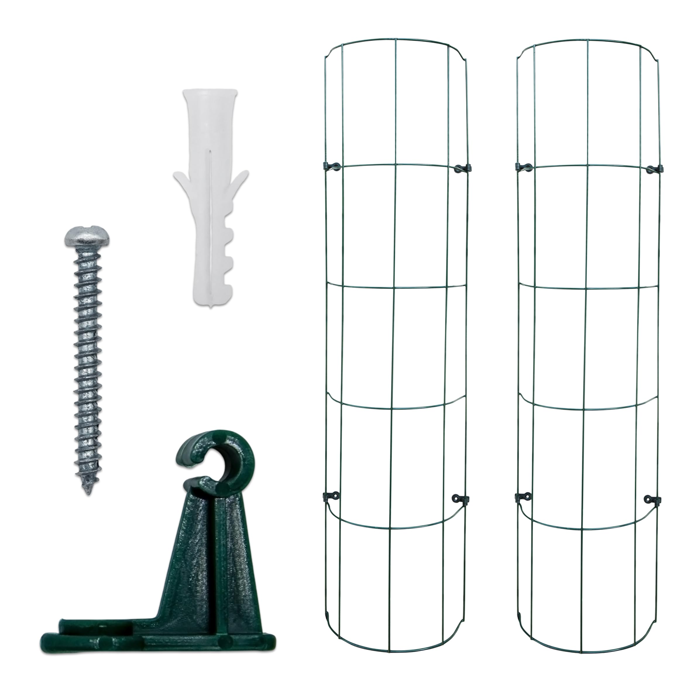 Rejilla de metal verde para bajantes, 200 cm, rejilla semicircular para plantas, tubo de lluvia