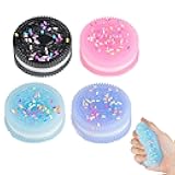 4 Pack Silicone Stress Relief Squishy Toys for Adults - Taba Squishy Biscuit Squeeze Toys，Anti-Anxiety Desk Accessory with Soft Texture，Party Favors Gifts for ADHD Autism (Blue+Pink+Purple+Black)