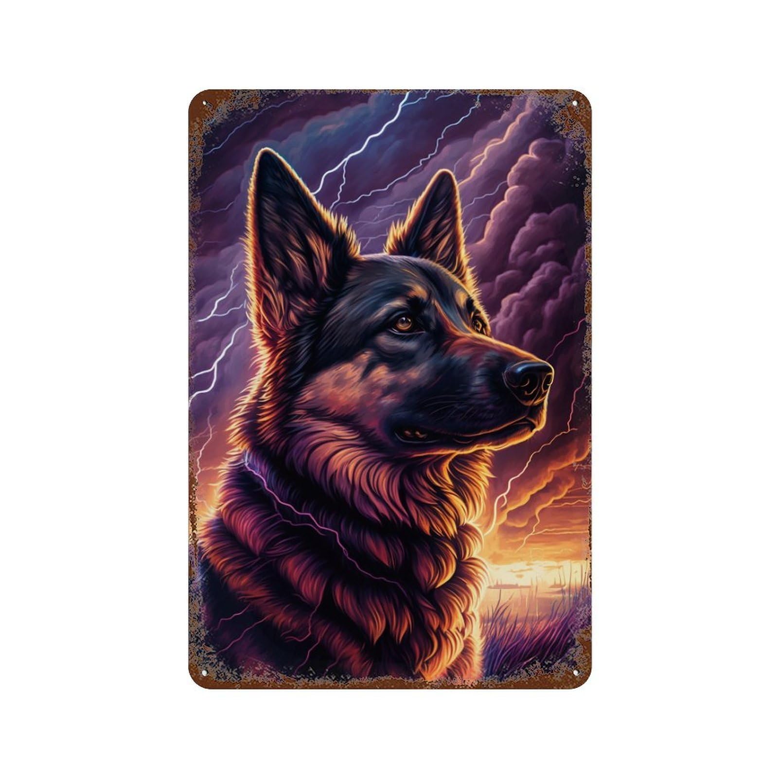 Garage Style Thundering Canine Majesty -5 Distressed Metal Wall Sign 11.8"x7.9", Shabby Chic Decor for Bar And Workshop