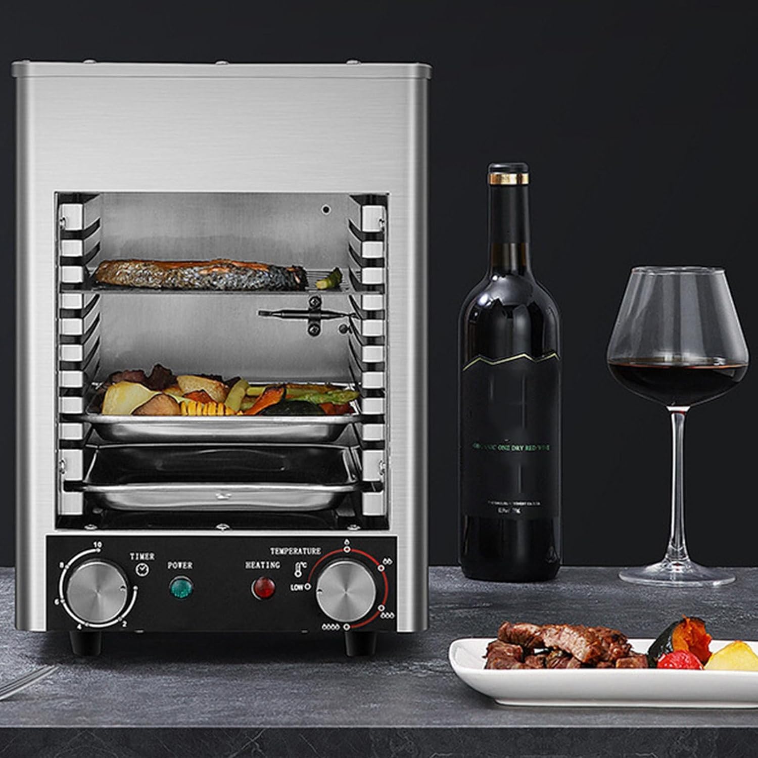 Parrilla eléctrica Teppanyaki de 13.1 x 10 x 14.5 pulgadas, parrillas eléctricas de 1700 W, parrilla de barbacoa temperatura constante de 1,472.0 °F (con parrilla y bandeja de acero inoxidable y 2 2