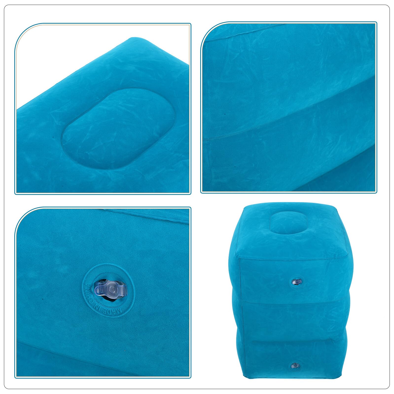 Reposapiés Inflable para Viajes y Oficina, Diseño Ergonómico Ajustable Superficie y Lavable, Soporte Multifuncional, Coche y Escritorio