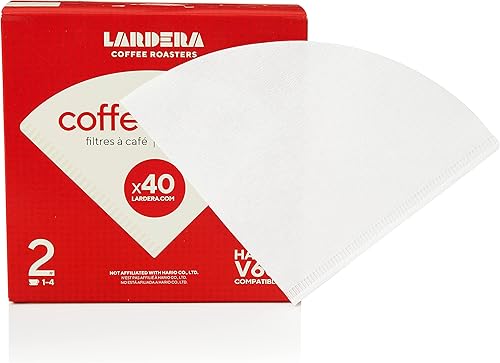 Miniatura 2 de Filtros de café blanco blanqueados con oxígeno #2 compatibles con Hario para gotero V60, 40 unidades