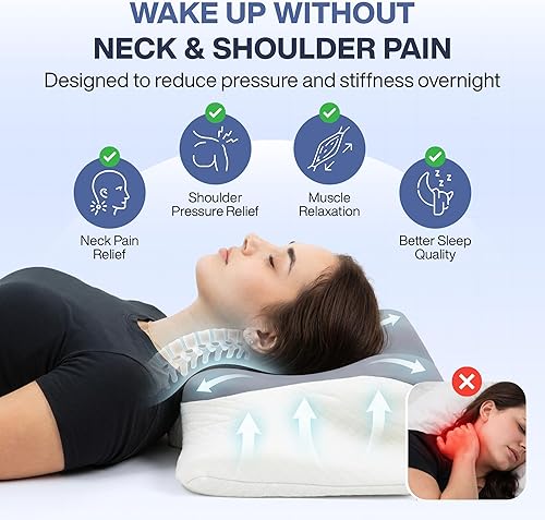 Miniatura 4 de Almohada ergonómica de espuma viscoelástica con orificio para el brazo, soporte ortopédico cervical de mariposa para dormir de lado, reduce la