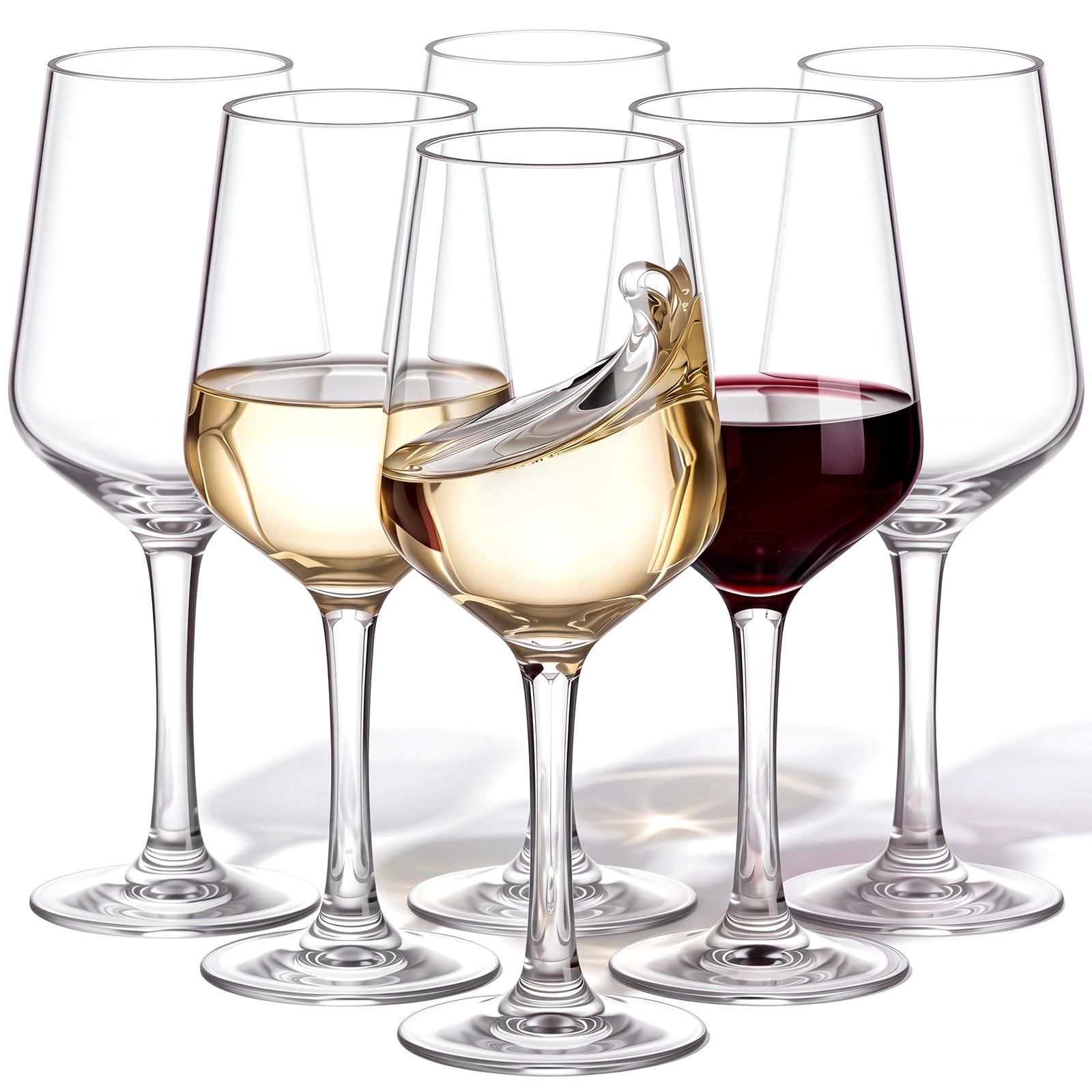 Set of 6 Unbreakable Acrylic Wine Glasses, 22 oz Clear Reusable