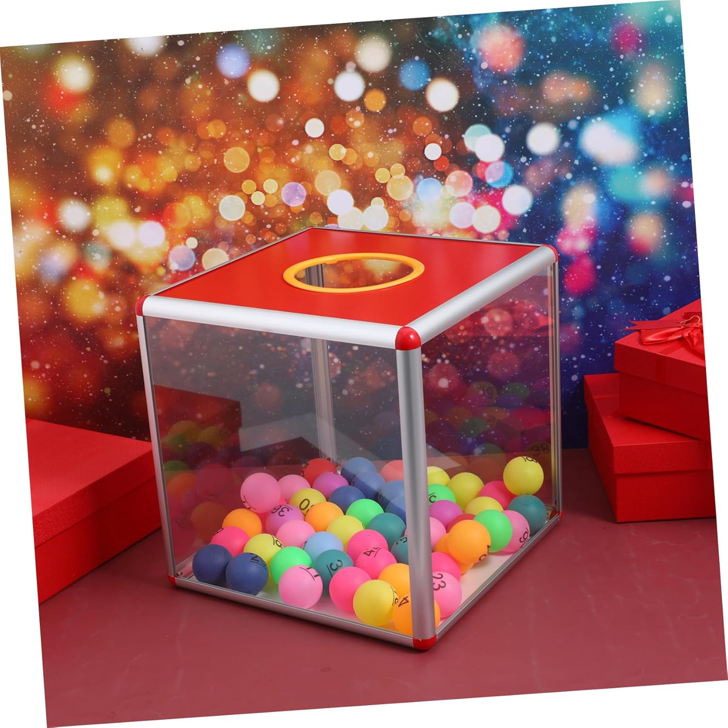 Professional Raffle Box Aluminum Alloy Red Card Box Holder Ballot for Suggestions