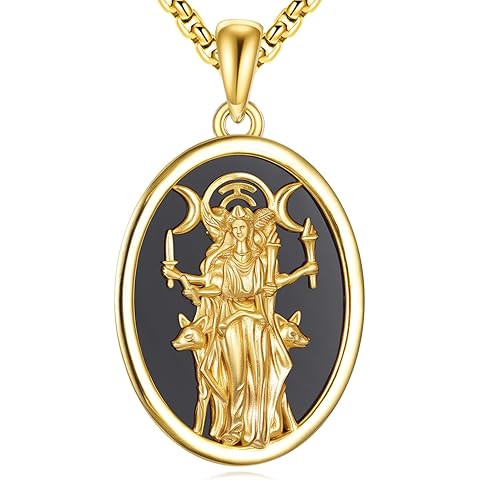 Hecate Necklace Sterling Silver Triple Moon Goddess Pagan Pendant Wiccan Witchy Jew...