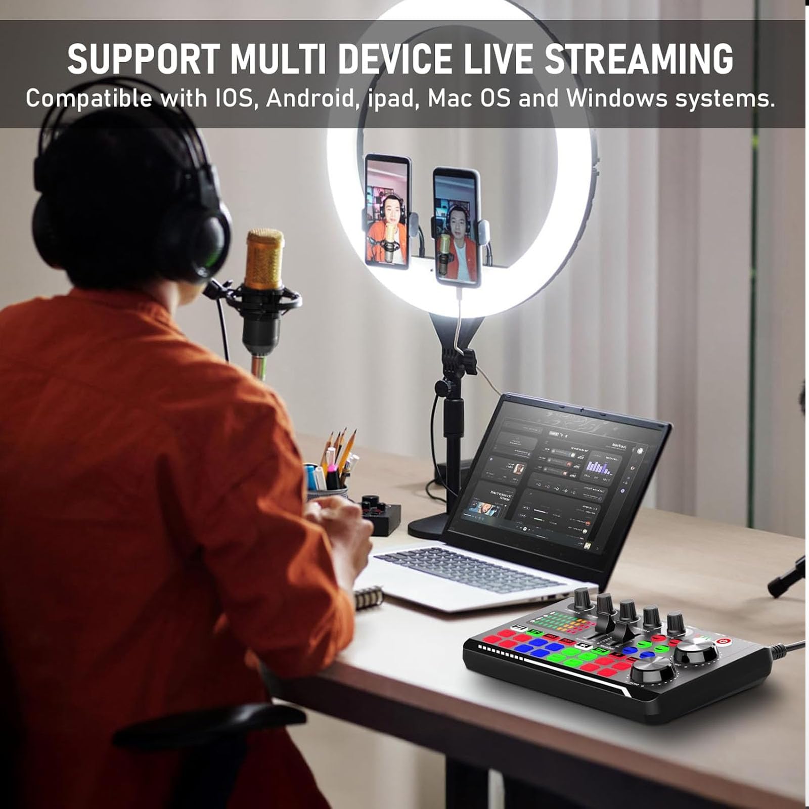 Pacchetto Attrezzatura Podcast F998, Interfaccia Audio E Microfono A Condensatore Bm800 Con Treppiede, Pacchetto Studio Di Registrazione Professionale Per Streaming Li F998 + BM800 Mic Cantilever Set