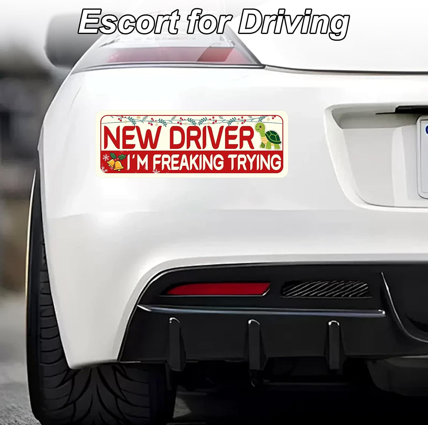 4Pcs Magnetic Christmas New Driver Car Student Stickers, Reflective Bumper image 5