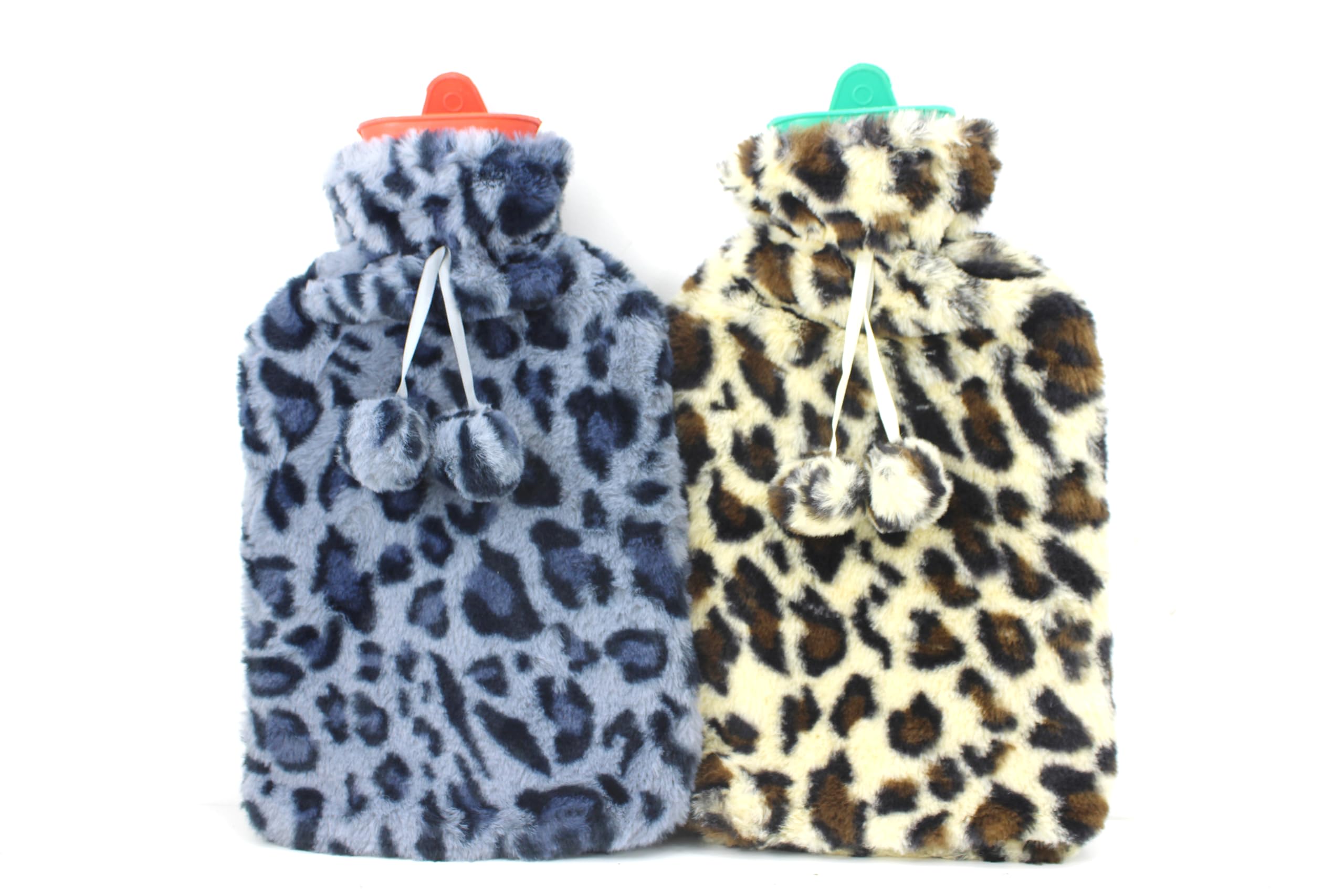 Hot Water Bag Set with Luxury Embroidered Soft Fur Cover - Effective Pain Relief for Menstrual Cramps and Muscle Soreness - Assorted Color Hot Packs for Therapeutic Heat Therapy and Comfort