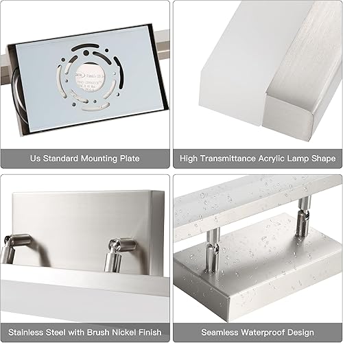 Miniatura 5 de Lámpara de tocador de baño de 48 pulgadas, lámpara LED moderna sobre el espejo, regulable, 46 W, 5000 K, blanco frío, lámpara de tocador, barra de