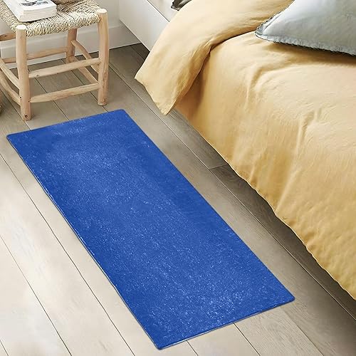 Miniatura 5 de Tapetes de baño de felpa azul oscuro para suelo de baño, parte trasera de goma antideslizante, lavable, alfombras de baño absorbentes, 39 x 20