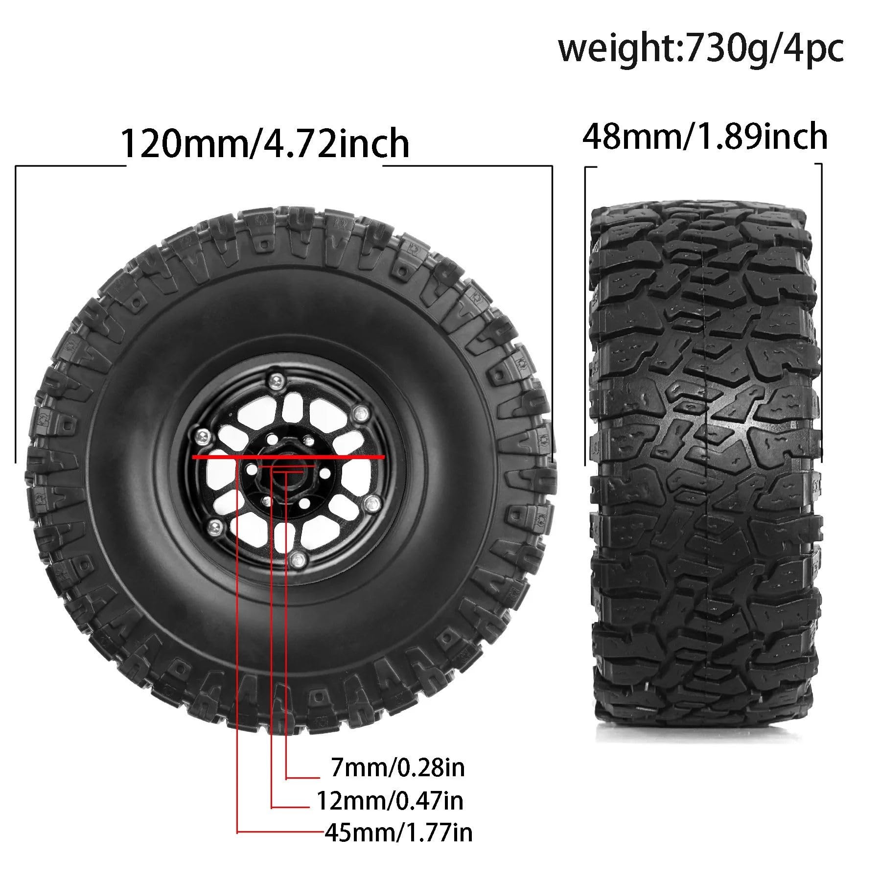 1.9 Set Di Pneumatici E Mozzi Ruota Emperor In Alluminio Gomma Per TRX4 Per SCX10 90046 1/10 RC Car Upgrade Parts Ricambi RC