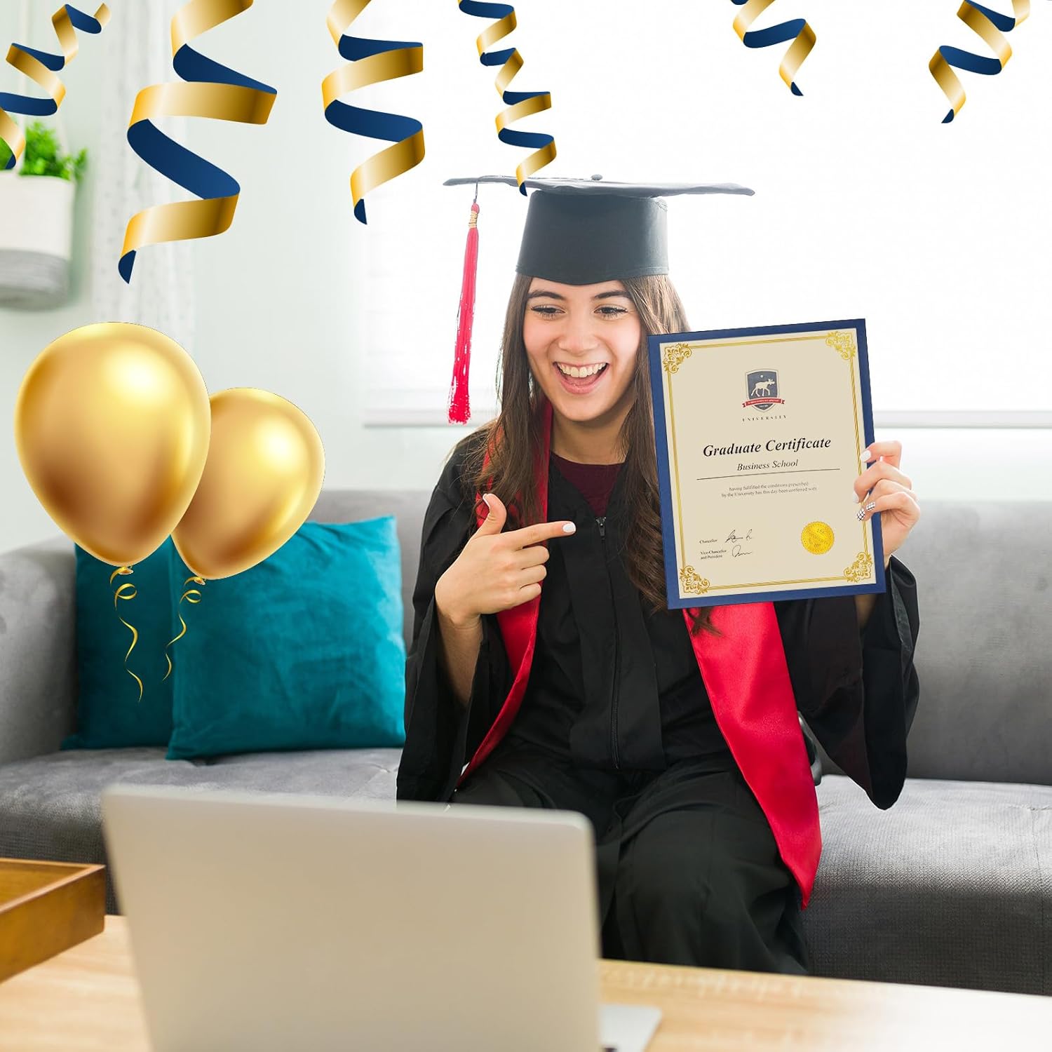 Spakon 112 Pcs Certificate Kit Include Graduation Certificate Holders 12.01" x 19.06" Diploma Covers 8.5" x 11" Certificate Paper Diploma Paper with 40 Pcs Certificate Seals Stickers(Blue, Simple)