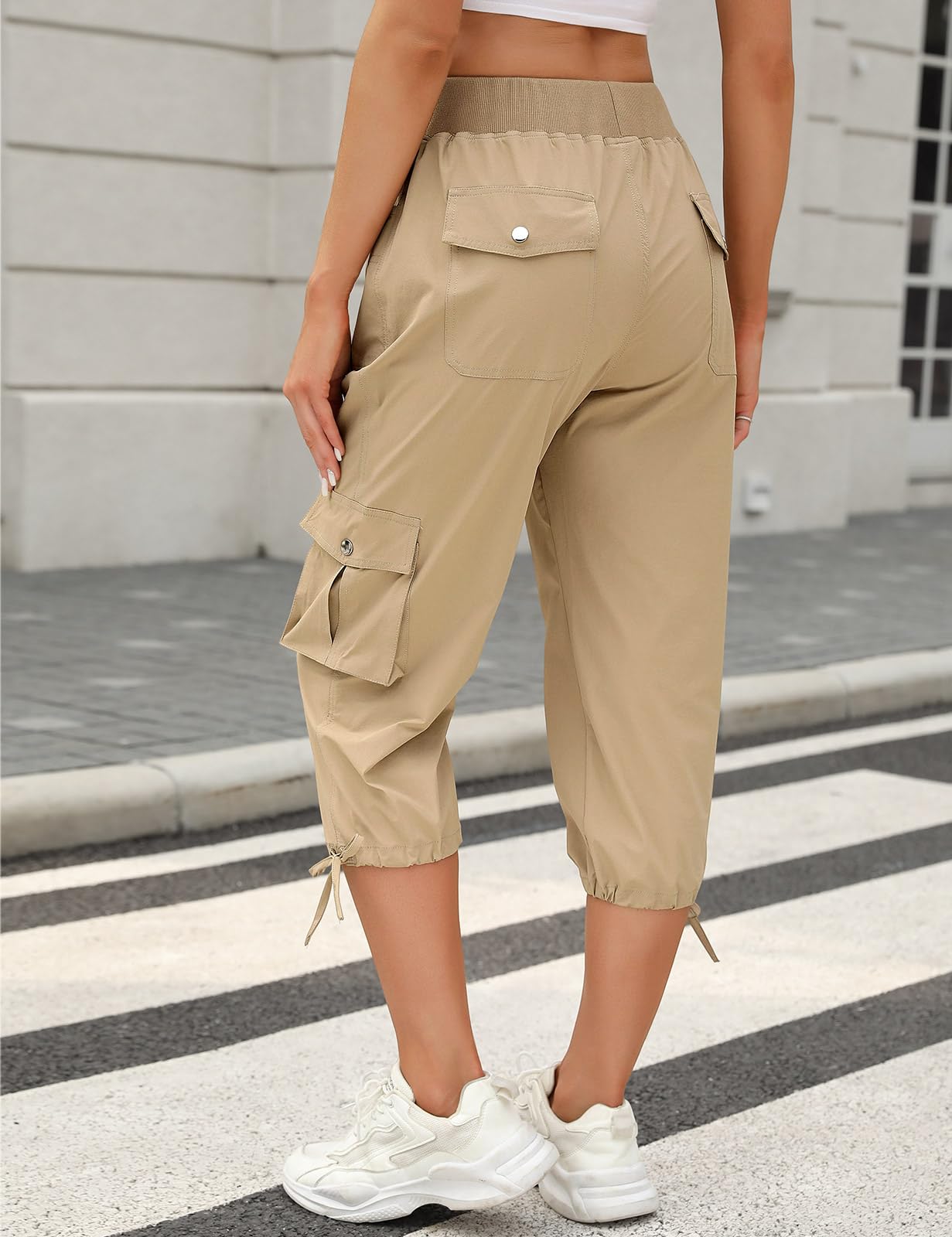 TOMEEK Pantaloni Donna 3/4 Estivi Pantaloni Sportivi Capri Donna Pantaloni Casual Elastico Vita Alta Tuta Donna Baggy con Tasche per Yoga Jogger Leggeri Comodi