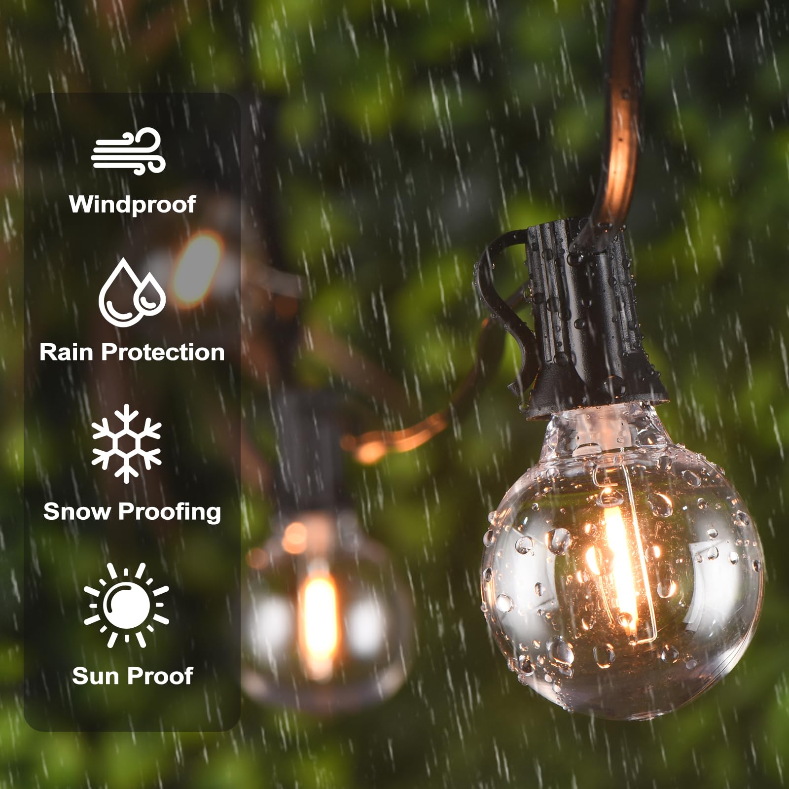 Heinstian Catena Luminosa Esterno LED, 10M Catene Luminose Da Esterno Giallo Caldo, Catena Luci Esterno con 17+1 Lampadine G40 in Plastica Impermeabile IP45 Lucine Da Esterno Giardino