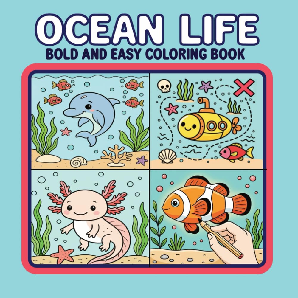 Ocean Life: Bold and Easy Coloring Book