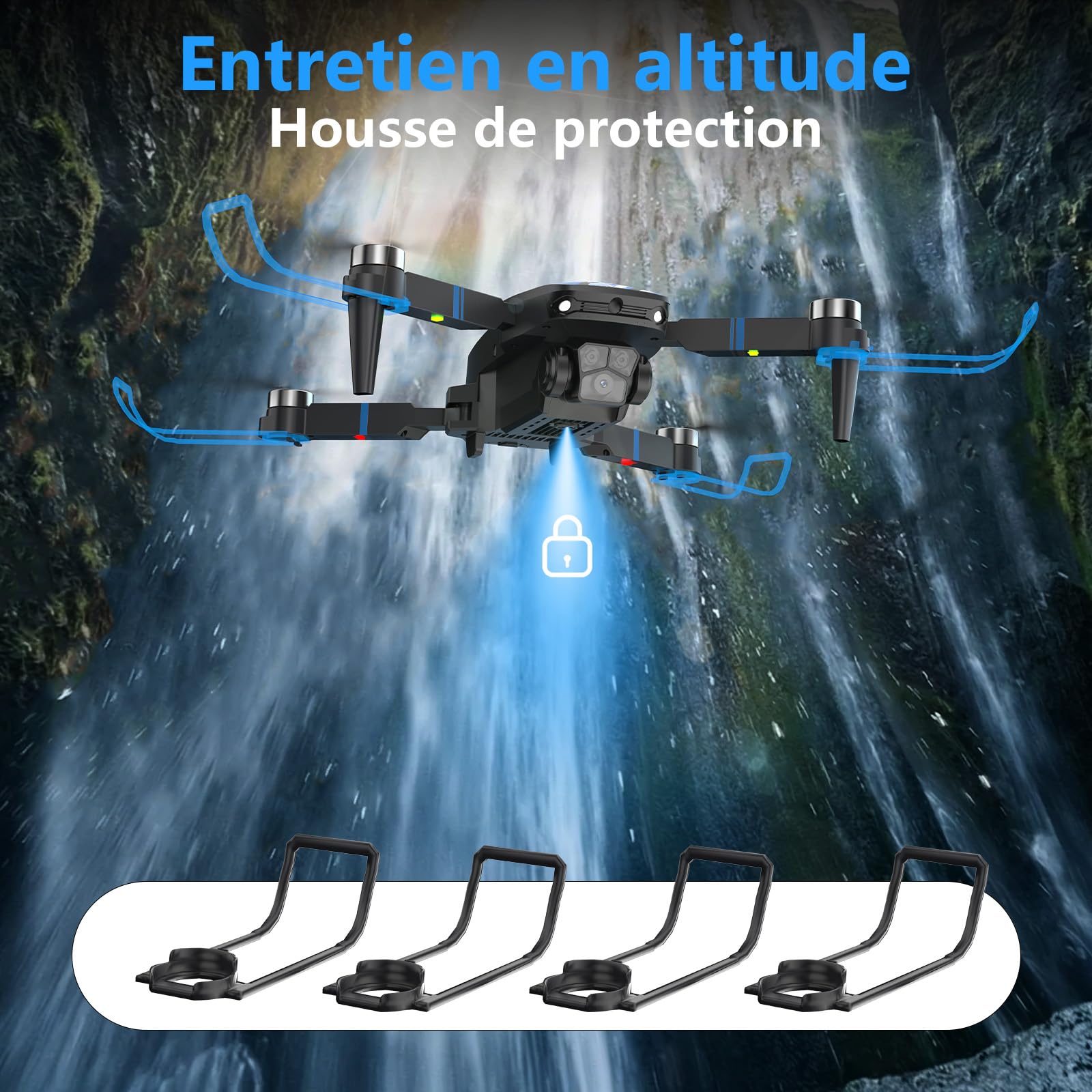 Drone avec Caméra pour Adultes 4K, Écran LCD Télécommande FPV Vidéo Mini Drone Moteur Brushless, Évitement d'obstacles à 270° Figures 3D, RC Quadricoptère Pliable pour Débutants Carte SD jusqu’à 32 Go