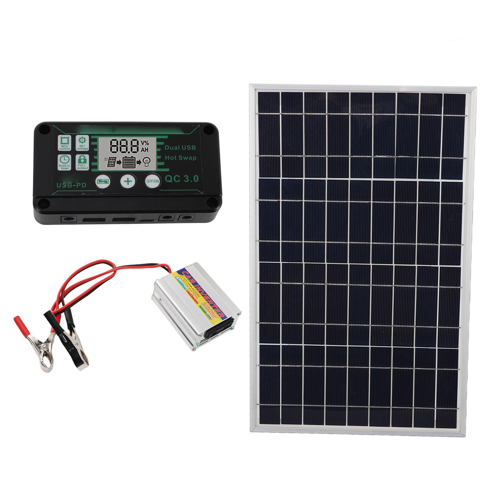 de Panel Solar 30W con Controlador MPPT, Inversor 220W para Uso