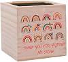 CREATCABIN Plant Cube Appreciation Gift Square Wood Planter Box Small Rustic Rainbow Flowerpot Home Decor for Garden Indoor Outdoor Plants Teacher Parents Gift 3 x 3 Inch-Thank You For Helping Me Grow
