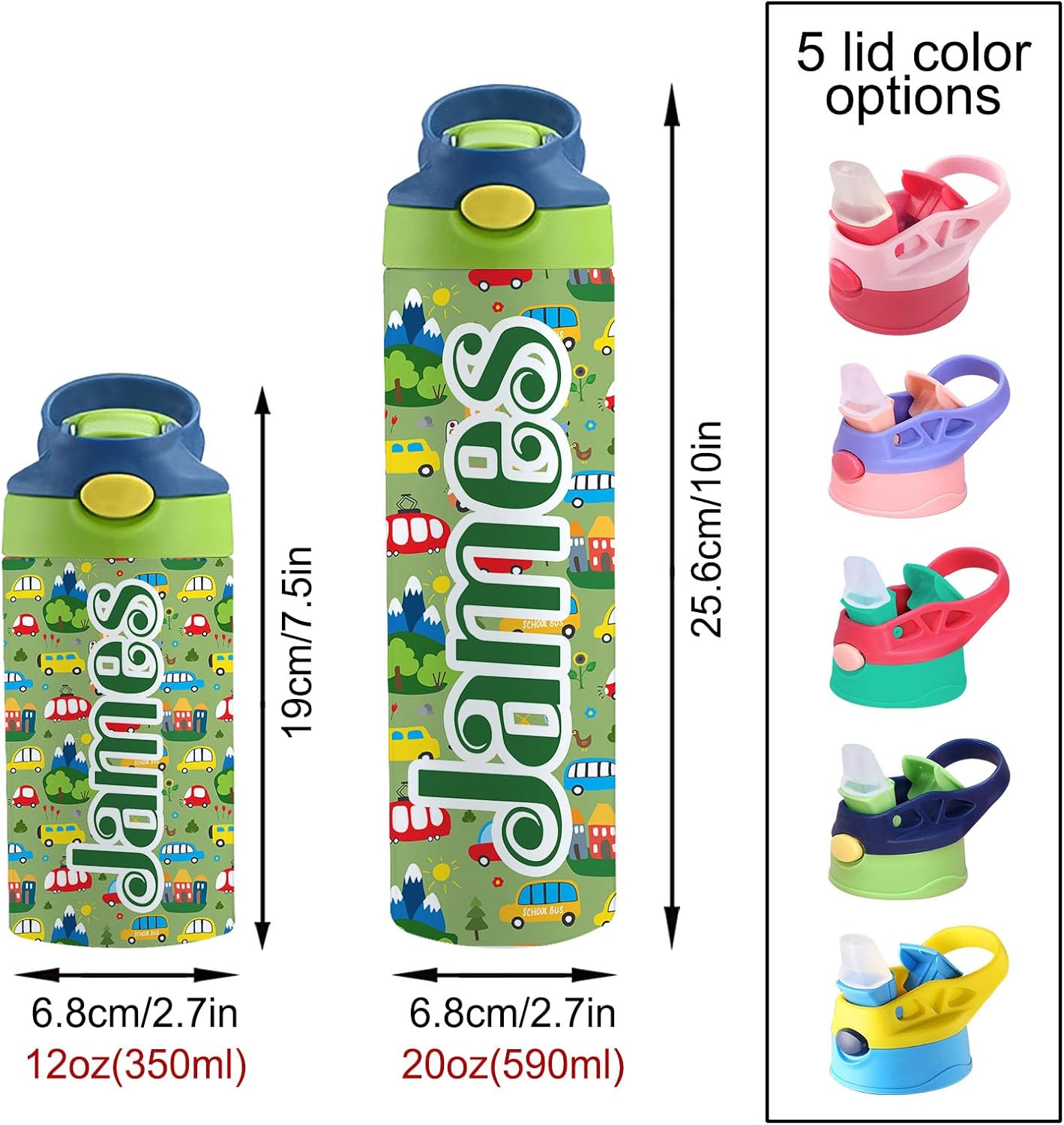 Personalized Water Bottles for Kids Custom Photo Insulated Water Bottle with Straw Lid Customized Stainless Steel Water Bottle Gift for Girls Boys School Sports 12 Oz - Image 3
