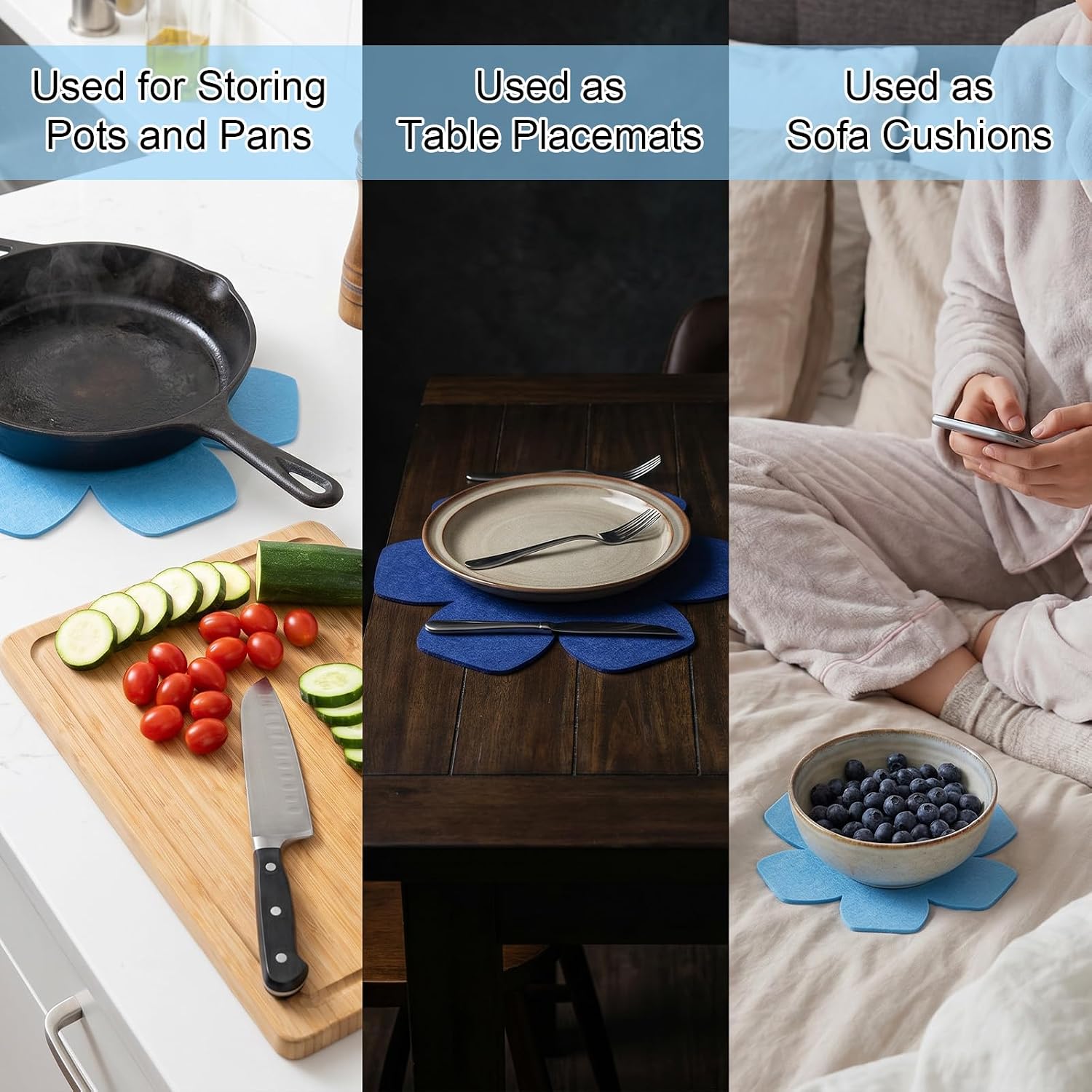 Ouligay 9 PCS Pot Protectors for Stacking 3 Size Pot and Pan Protectors Thicker Felt Pan Separators for Stacking and Protecting Your Cookware
