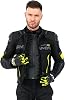 SHIMA Solid Men's Motorcycle Jacket with Protectors Airforce Back Protector Motorcycle Jacket Summer Protective Jackets Textile Jacket Waterproof Powersports Protective Gear (Men Fluo Ventilated L)