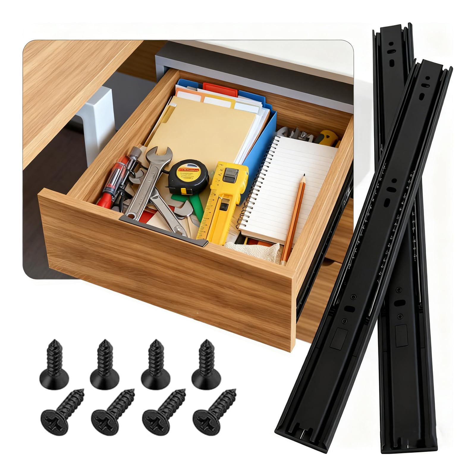 Soft Close Drawer Slides 6 Inch, Full Extension Ball Bearing Heavy Duty Drawer Slides Side Mount for Cabinet Dresser Metal Runner Trash Can Kitchen 100 LB Capacity (18in, Black)