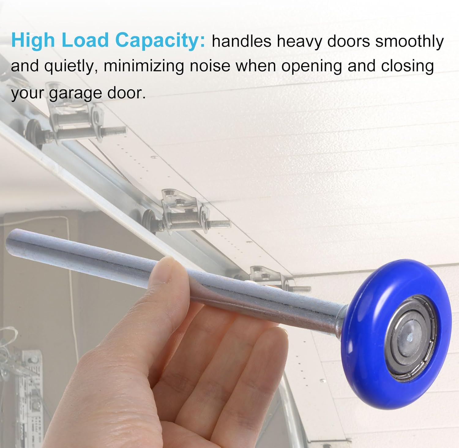uxcell 10pcs 1.8" Nylon Garage Door Rollers for 2" Garage Track, 7" Long Stem Quiet Garage Door Wheels, 6200zz Precision Bearing 8 Balls, Blue