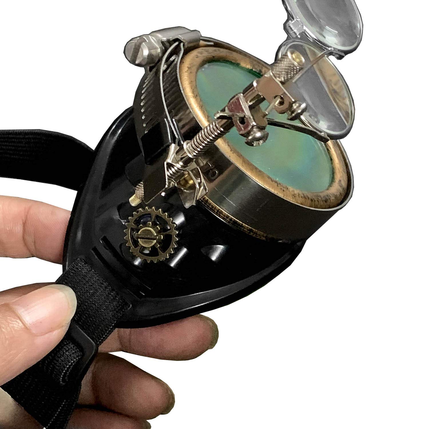 Steampunk Goggles Goth Cosplay Green Glasses Vintage Party Fancy Dress