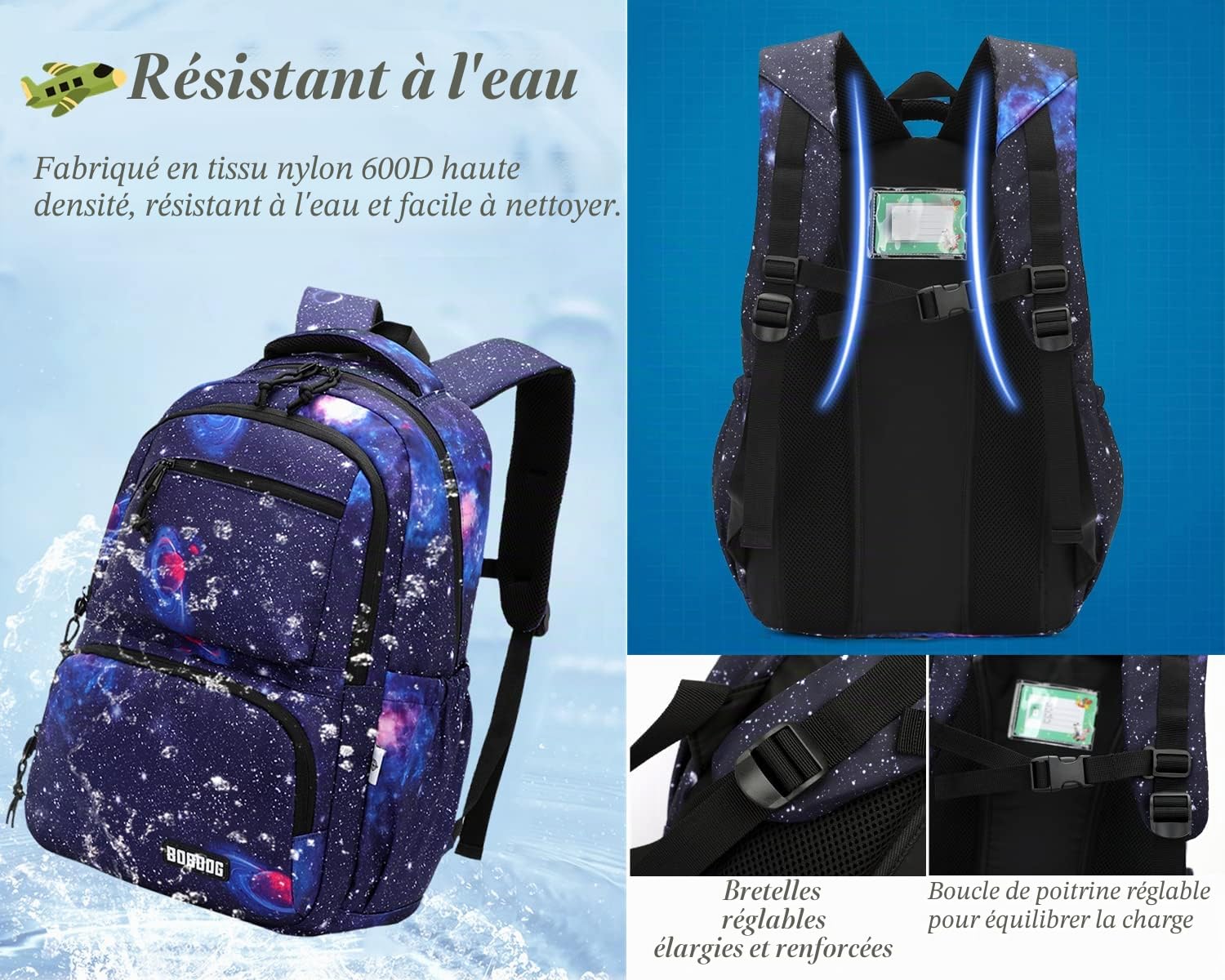 Galaxy Print Sac à dos d'école pour garçon
