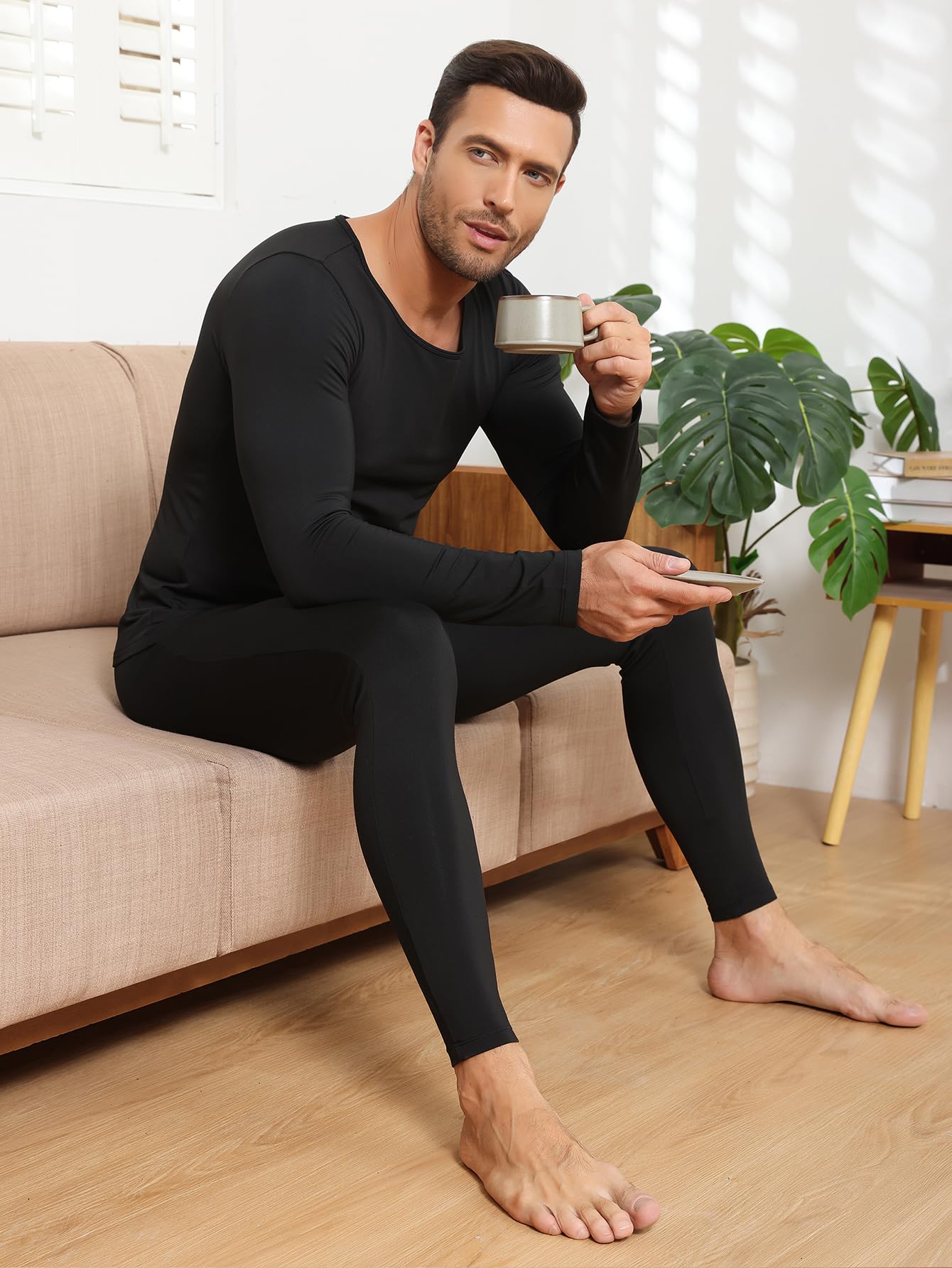 Set di biancheria intima termica da uomo, biancheria intima funzionale da uomo, foderata in pile, biancheria intima da sci, confezione doppia per sport invernali e all'aria aperta