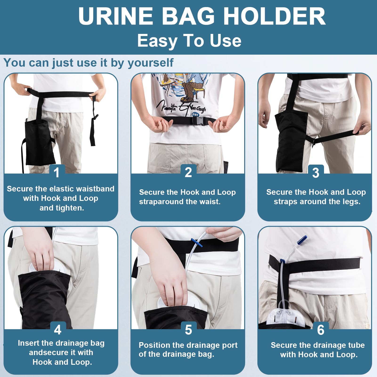 2 Piezas Soporte Para Bolsa De Pierna De Catéter, Colector Urinario Con Cinturón, Invisible Soporte Bolsa Orina Pierna, Cubierta De Bolsa De Orina(2000ml, Negro)