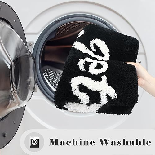 Miniatura 6 de Yonchic Get Naked - Tapete de baño con diseño de fresa, bonita y divertida, tapete de baño de 20 x 32 pulgadas, color blanco y negro, absorbente de