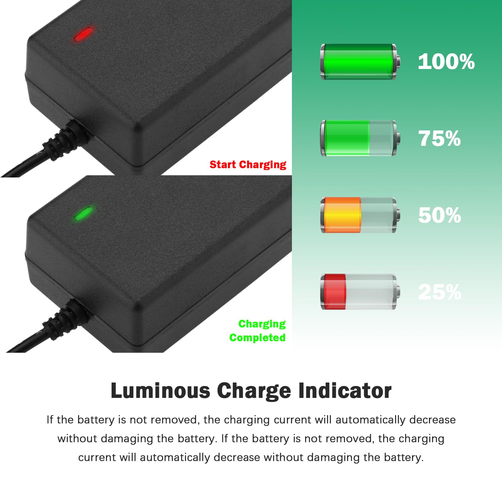 Caricabatteria Per Batterie Litio 21V 2A - Alimentatore CA 100-240V, Con Protezioni Integrate - Foto 10