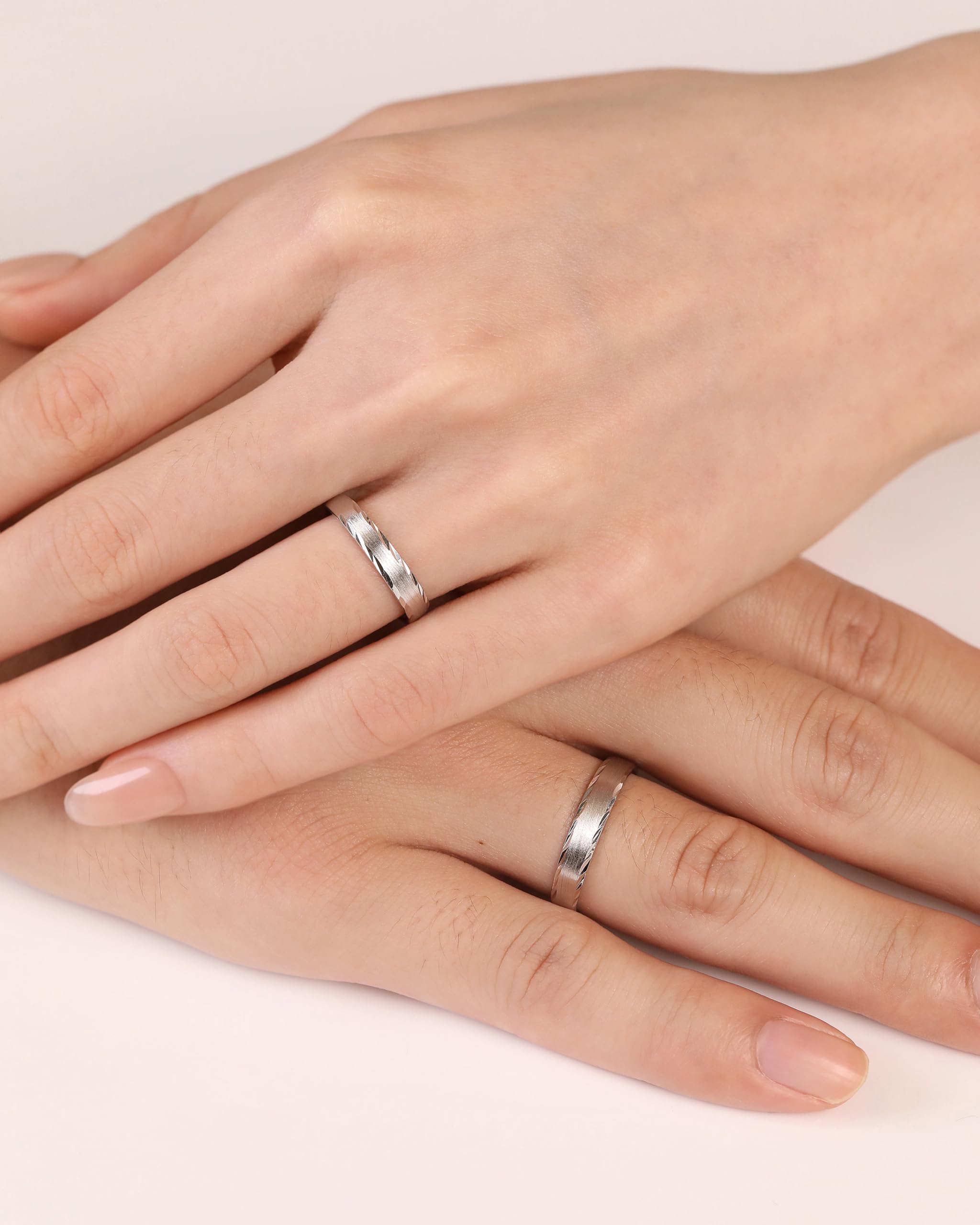 Meissa Eheringe Silber 925 Verlobungsring Paar Partnerringe Verstellbar für Sie und Ihn Damenring 3,2mm & Herrenring 4mm Trauring Paarpreis Geschenk Valentinstag