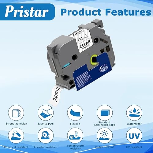 Vista 45 de Pristar Paquete de 3 cintas de etiquetas de 0.35 pulgadas compatibles con Brother TZe-221 TZ-221 TZe TZ Cinta blanca laminada de 0.354 in 0.35 Negro
