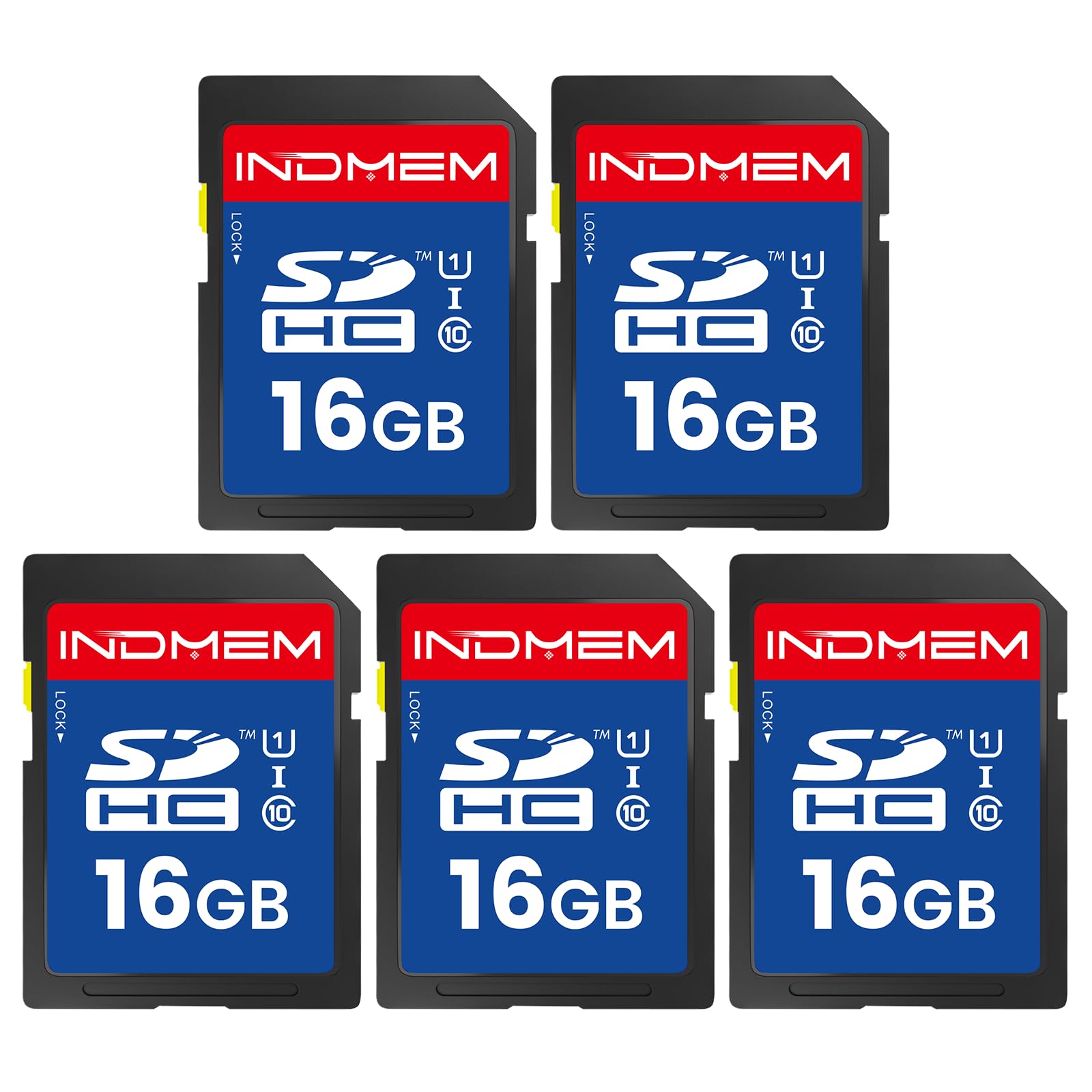 SD Card 16GB, UHS-I SDHC U1 Class 10 High Speed Memory for Digital Camera, Computer, Trail Camera 5 Packs